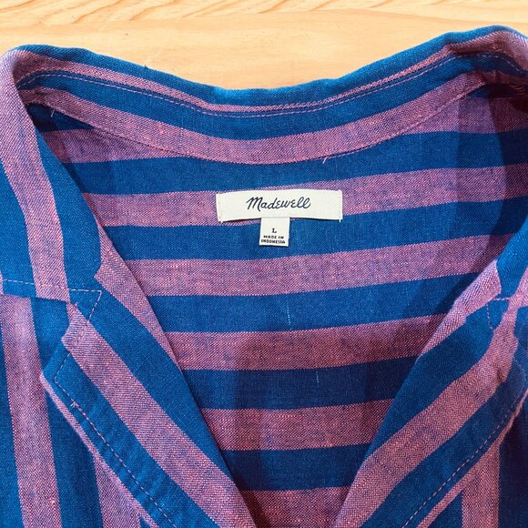 Madewell Cropped Linen Resort Shirt Never Worn Size L Short Sleeve - Picture 4 of 10